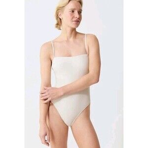 J.Crew Squareneck One Piece Swimsuit Natural Padded BX219 $98 Size 6